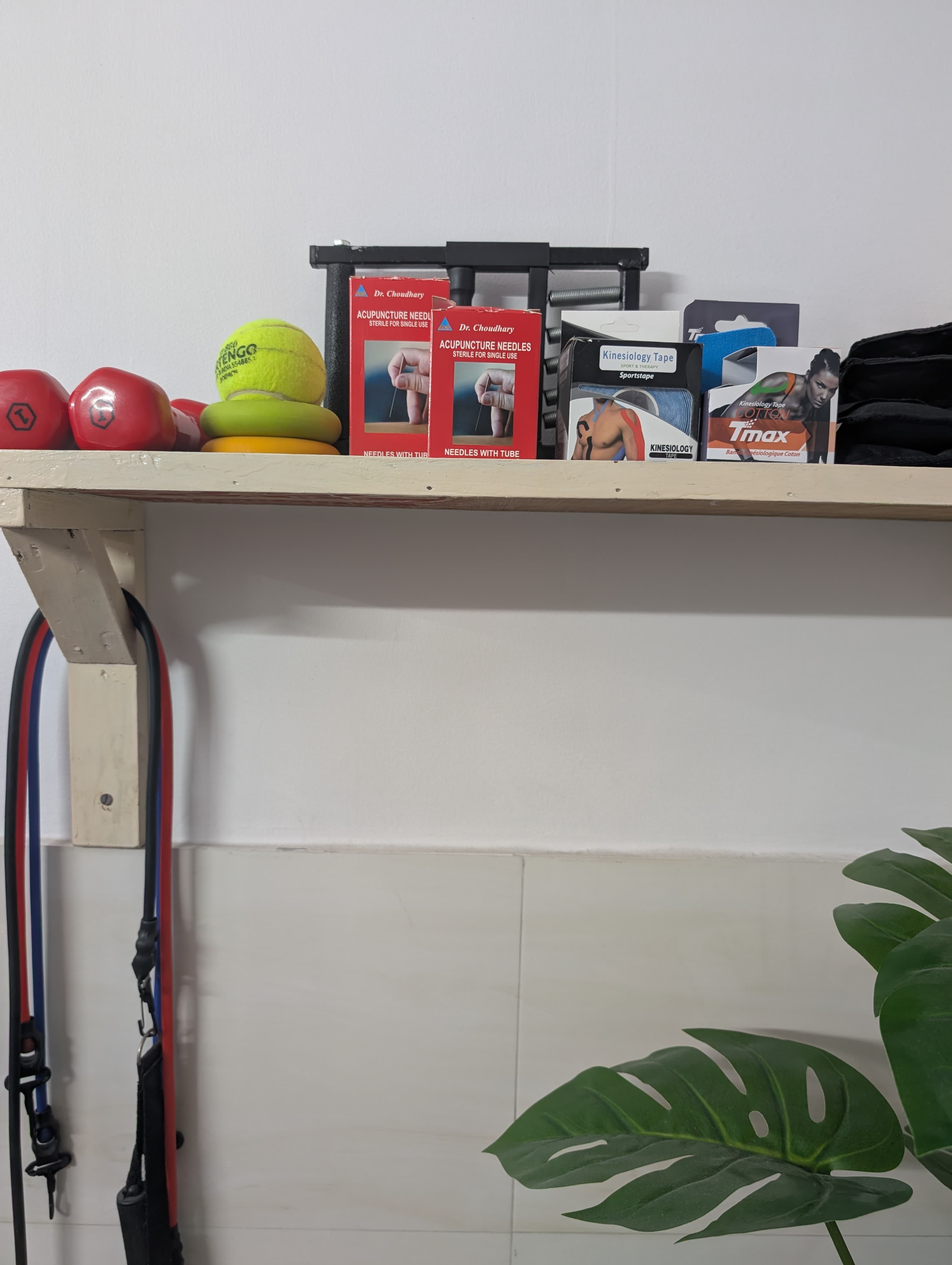 Acupuncture needles, kinesiology tape and therapy supplies at Trinay clinic
